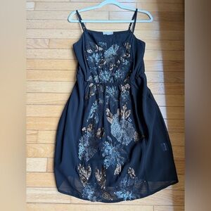 Temperance | Black Sequin Floral Mini Dress